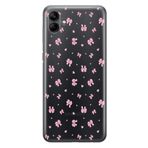 Manitoba Samsung Galaxy A07 ile Uyumlu Baskılı Yumuşak Silikon Şeffaf Telefon Kılıfı, Pembe Çiçek Desen