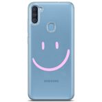 Manitoba Samsung Galaxy A11 / M11 ile Uyumlu Gülen Yüz Tasarımlı Baskılı Şeffaf Telefon Kılıfı
