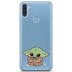 Manitoba Samsung Galaxy A11 / M11 Uyumlu Baby Yoda Tasarımlı Şeffaf Telefon Kılıfı, Çok Renkli