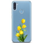 Manitoba Samsung Galaxy A11 / M11 Uyumlu Sarı Lale Tasarımlı Şeffaf Telefon Kılıfı