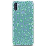 Manitoba Samsung Galaxy A11/M11 ile Uyumlu Baskılı Yumuşak Silikon Şeffaf Telefon Kılıfı, Yeşil Leopar Desen