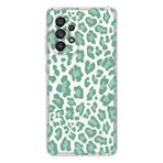 Manitoba Samsung Galaxy A13 ile Uyumlu Baskılı Yumuşak Silikon Şeffaf Telefon Kılıfı, Yeşil Leopar Desen