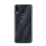 Manitoba Samsung Galaxy A20/A30 ile Uyumlu Baskılı Yumuşak Silikon Şeffaf Telefon Kılıfı, Mor Kalp Deseni