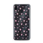 Manitoba Samsung Galaxy A20/A30 ile Uyumlu Baskılı Yumuşak Silikon Şeffaf Telefon Kılıfı, Pembe Çiçek Desen