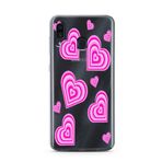 Manitoba Samsung Galaxy A20/A30 ile Uyumlu Baskılı Yumuşak Silikon Şeffaf Telefon Kılıfı, Pembe Kalp Deseni