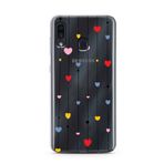 Manitoba Samsung Galaxy A20/A30 ile Uyumlu Baskılı Yumuşak Silikon Şeffaf Telefon Kılıfı, Renkli Kalpler Deseni