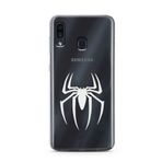 Manitoba Samsung Galaxy A20/A30 ile Uyumlu Örümcek Logo Tasarımlı Baskılı Şeffaf Telefon Kılıfı