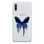 Manitoba Samsung Galaxy A20S ile Uyumlu Mavi Kelebek Tasarımlı Şeffaf Telefon Kılıfı