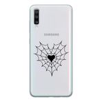 Manitoba Samsung Galaxy A20S ile Uyumlu Örümcek Ağı Kalp Tasarımlı Şeffaf Telefon Kılıfı