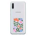 Manitoba Samsung Galaxy A20S ile Uyumlu Sanatsal Çiçek Tasarımlı Baskılı Şeffaf Telefon Kılıfı