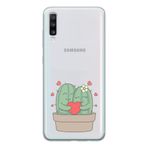 Manitoba Samsung Galaxy A20S ile Uyumlu Sevimli Kaktüsler Tasarımlı Şeffaf Telefon Kılıfı, Çok Renkli