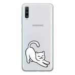 Manitoba Samsung Galaxy A20S ile Uyumlu Sevimli Kedi Tasarımlı Şeffaf Telefon Kılıfı, Çok Renkli