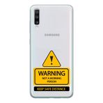 Manitoba Samsung Galaxy A20S ile Uyumlu Warning Tasarımlı Şeffaf Telefon Kılıfı, Çok Renkli