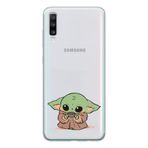 Manitoba Samsung Galaxy A20S Uyumlu Baby Yoda Tasarımlı Şeffaf Telefon Kılıfı, Çok Renkli