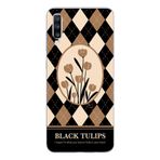 Manitoba Samsung Galaxy A20S Uyumlu Black Tulips Tasarımlı Şeffaf Telefon Kılıfı, Çok Renkli