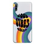 Manitoba Samsung Galaxy A20S Uyumlu Good Vibes Only Tasarımlı Şeffaf Telefon Kılıfı, Çok Renkli