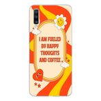 Manitoba Samsung Galaxy A20S Uyumlu Happy And Coffee Tasarımlı Şeffaf Telefon Kılıfı, Çok Renkli