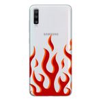 Manitoba Samsung Galaxy A20S Uyumlu Kırmızı Alev Tasarımlı Şeffaf Telefon Kılıfı