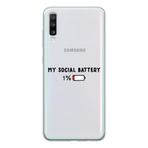 Manitoba Samsung Galaxy A20S Uyumlu My Social Battery Tasarımlı Şeffaf Telefon Kılıfı, Çok Renkli