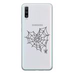 Manitoba Samsung Galaxy A20S Uyumlu Örümcek Ağı Tasarımlı Şeffaf Telefon Kılıfı, Silikon, Çok Renkli