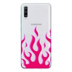Manitoba Samsung Galaxy A20S Uyumlu Pembe Alev Tasarımlı Şeffaf Telefon Kılıfı