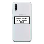 Manitoba Samsung Galaxy A20S Uyumlu Sorry Im Late Tasarımlı Şeffaf Telefon Kılıfı, Çok Renkli