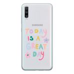 Manitoba Samsung Galaxy A20S Uyumlu Today Is A Great Day Tasarımlı Şeffaf Telefon Kılıfı, Çok Renkli