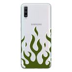 Manitoba Samsung Galaxy A20S Uyumlu Yeşil Alev Tasarımlı Şeffaf Telefon Kılıfı