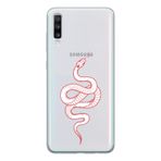 Manitoba Samsung Galaxy A20S Uyumlu Yılan Tasarımlı Şeffaf Telefon Kılıfı, Silikon, Çok Renkli