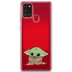 Manitoba Samsung Galaxy A21S ile Uyumlu Baby Yoda Tasarımlı Şeffaf Telefon Kılıfı, Silikon, Çok Renkli