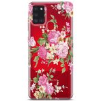 Manitoba Samsung Galaxy A21S ile Uyumlu Baskılı Yumuşak Silikon Şeffaf Telefon Kılıfı, Çiçek Desen