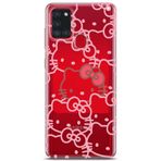 Manitoba Samsung Galaxy A21S ile Uyumlu Hello Kitty Tasarımlı Baskılı Şeffaf Telefon Kılıfı, Kırmızı