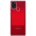 Manitoba Samsung Galaxy A21S ile Uyumlu Minik Kalpler Tasarımlı Baskılı Şeffaf Telefon Kılıfı, Kırmızı