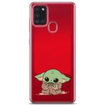Manitoba Samsung Galaxy A21S Uyumlu Baby Yoda Tasarımlı Baskılı Şeffaf Telefon Kılıfı