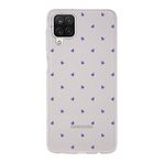 Manitoba Samsung Galaxy A22/M22/M32 Uyumlu Baskılı Yumuşak Silikon Şeffaf Telefon Kılıfı, Mor Kalp Desen