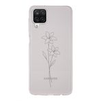 Manitoba Samsung Galaxy A22/M22/M32 Uyumlu Minimal Çiçek Tasarımlı Şeffaf Telefon Kılıfı