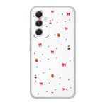 Manitoba Samsung Galaxy A25 ile Uyumlu Baskılı Yumuşak Silikon Şeffaf Telefon Kılıfı, Çilek ve Fiyonk Deseni