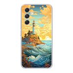 Manitoba Samsung Galaxy A25 Uyumlu Deniz Feneri Tasarımlı Şeffaf Telefon Kılıfı, Çok Renkli