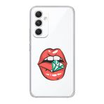 Manitoba Samsung Galaxy A25 Uyumlu Dudak ve Elmas Tasarımlı Şeffaf Telefon Kılıfı, Çok Renkli