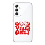 Manitoba Samsung Galaxy A25 Uyumlu Good Vibes Only Tasarımlı Şeffaf Telefon Kılıfı