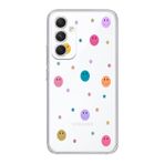 Manitoba Samsung Galaxy A25 Uyumlu Gülen Yüz ve Yıldızlar Tasarımlı Baskılı Şeffaf Telefon Kılıfı