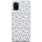 Manitoba Samsung Galaxy A31 ile Uyumlu Baskılı Yumuşak Silikon Şeffaf Telefon Kılıfı, Mavi Çiçek Deseni