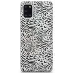 Manitoba Samsung Galaxy A31 ile Uyumlu Zebra Leopar Desen Baskılı Şeffaf Silikon Telefon Kılıfı