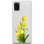Manitoba Samsung Galaxy A31 Uyumlu Sarı Lale Tasarımlı Baskılı Şeffaf Telefon Kılıfı