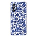 Manitoba Samsung Galaxy A32 Uyumlu Baskılı Yumuşak Silikon Şeffaf Telefon Kılıfı, Mavi Çiçek Deseni