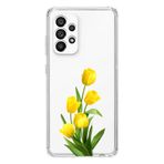 Manitoba Samsung Galaxy A32 Uyumlu Baskılı Yumuşak Silikon Şeffaf Telefon Kılıfı, Sarı Çiçek Deseni