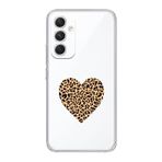 Manitoba Samsung Galaxy A35 ile Uyumlu Baskılı Yumuşak Silikon Şeffaf Telefon Kılıfı, Leopar Desen