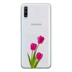 Manitoba Samsung Galaxy A50/A30S/A50S Uyumlu Baskılı Yumuşak Silikon Şeffaf Telefon Kılıfı, Pembe Çiçek Deseni