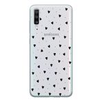 Manitoba Samsung Galaxy A50/A30S/A50S Uyumlu Baskılı Yumuşak Silikon Şeffaf Telefon Kılıfı, Siyah Kalp Desen