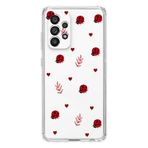 Manitoba Samsung Galaxy A53 ile Uyumlu Baskılı Yumuşak Silikon Şeffaf Telefon Kılıfı, Uğur Böceği ve Kalp Deseni